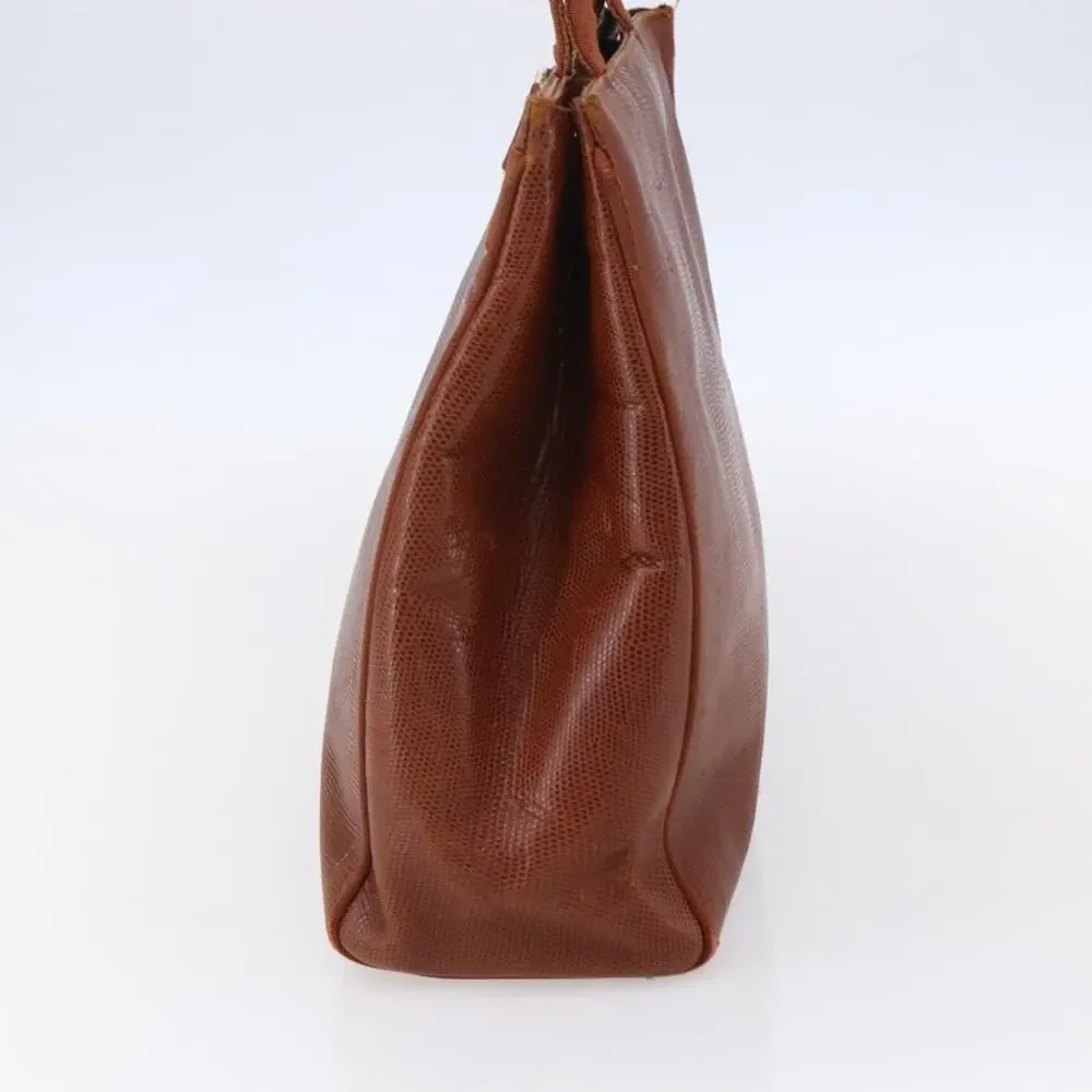 Salvatore Ferragamo Leather Embossing Vara Tote Bag Brown